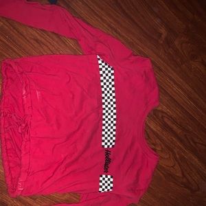 red long sleeve shirt